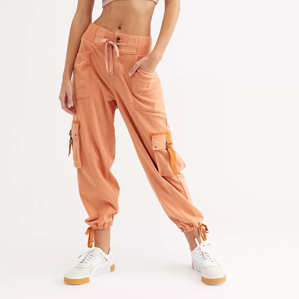 NWOT Free People Slouchy Cargo Jogger Light Orange